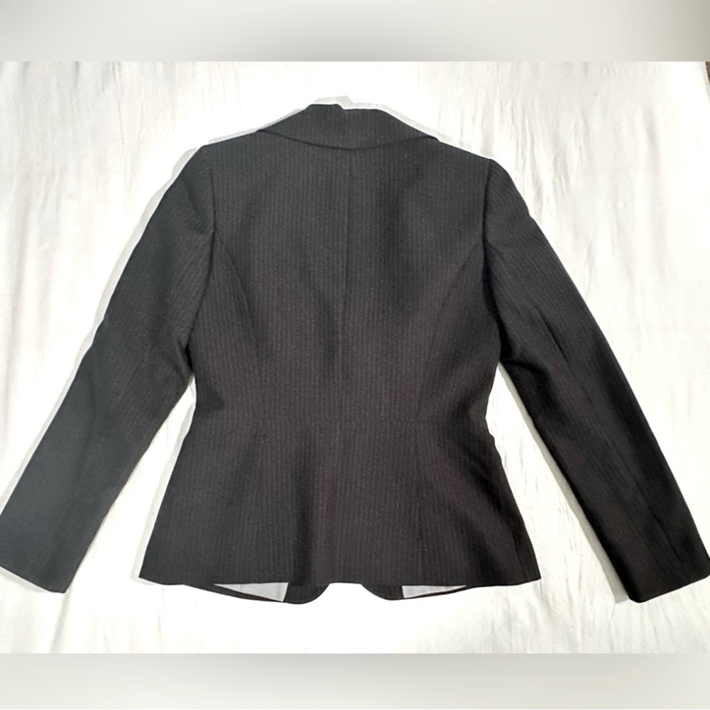 TAHARI ASL Blazer Jacket Black White Pinstripes Button Down Long Sleeve Size 4 - Picture 11 of 12